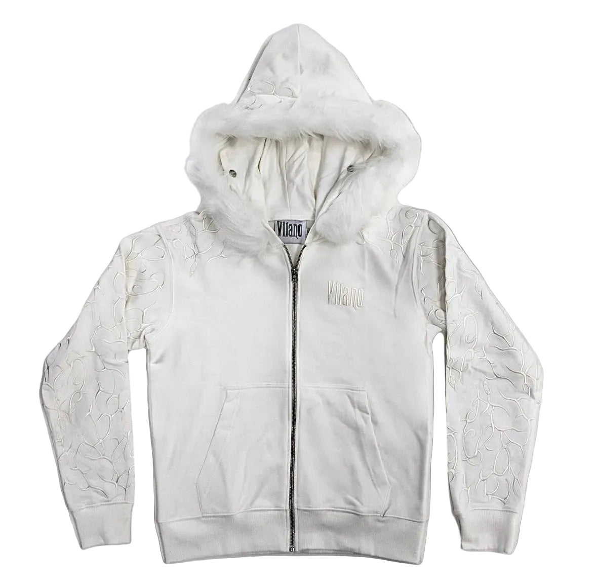 VILANOSIXX FAUX FUR ZIP UP WHITE