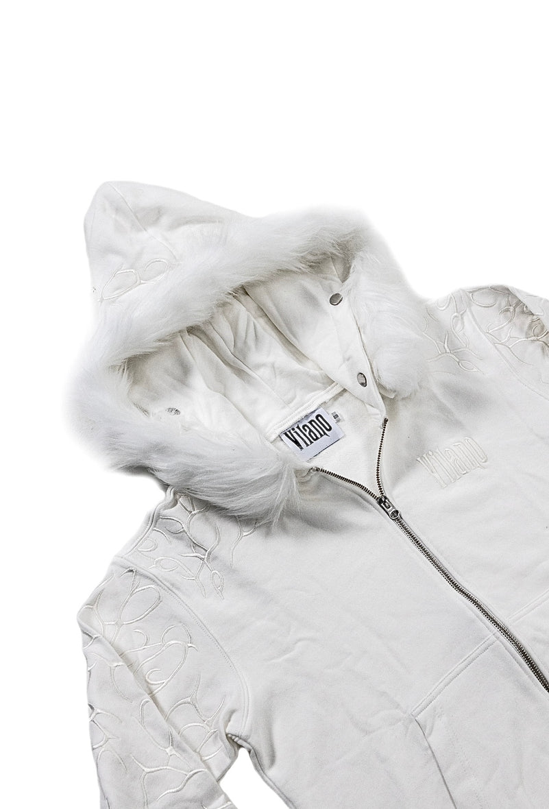 VILANOSIXX FAUX FUR ZIP UP WHITE