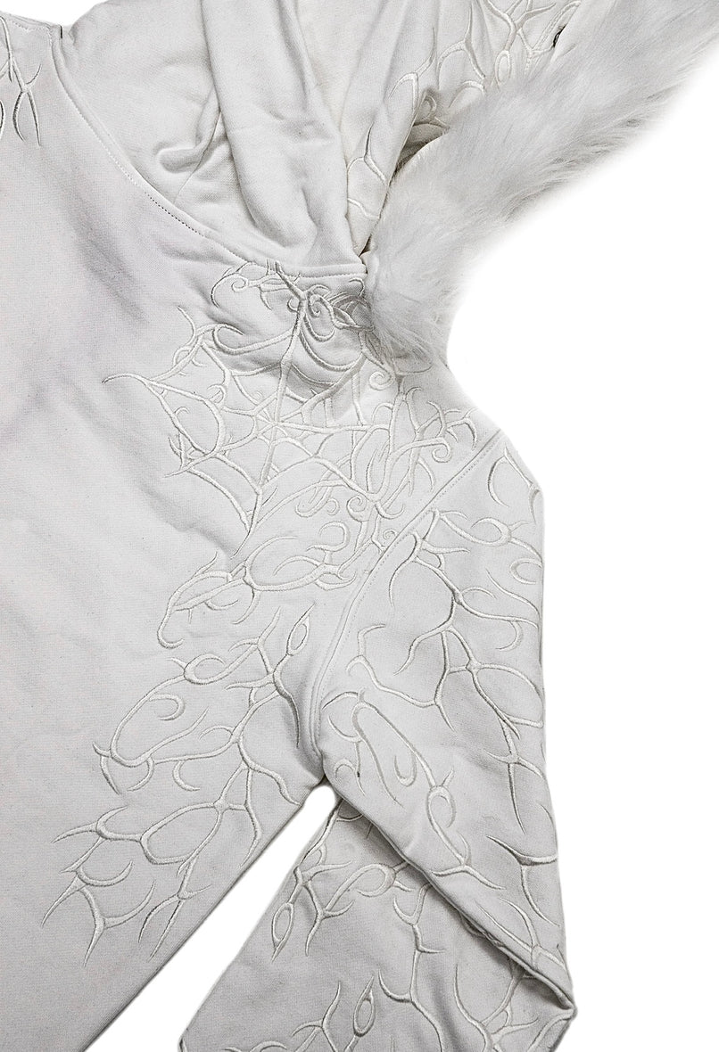 VILANOSIXX FAUX FUR ZIP UP WHITE