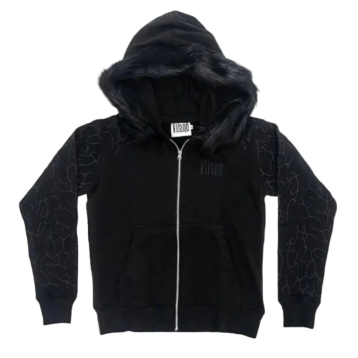 VILANOSIXX FAUX FUR ZIP UP BLACK