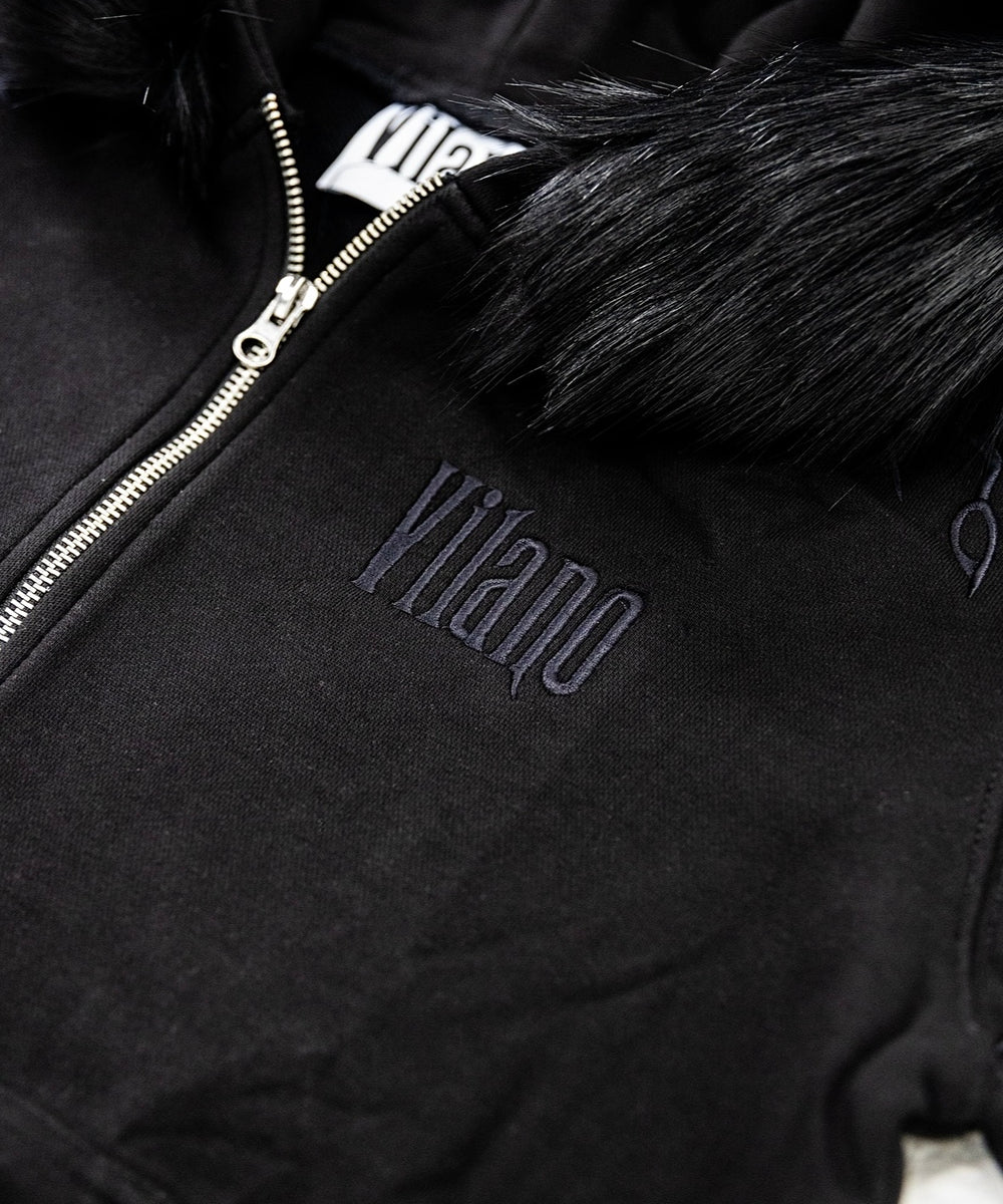 VILANOSIXX FAUX FUR ZIP UP BLACK