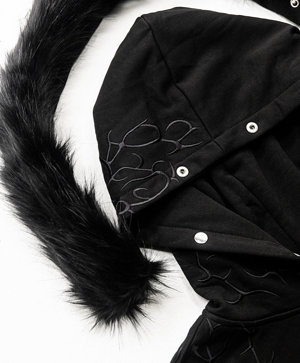 VILANOSIXX FAUX FUR ZIP UP BLACK